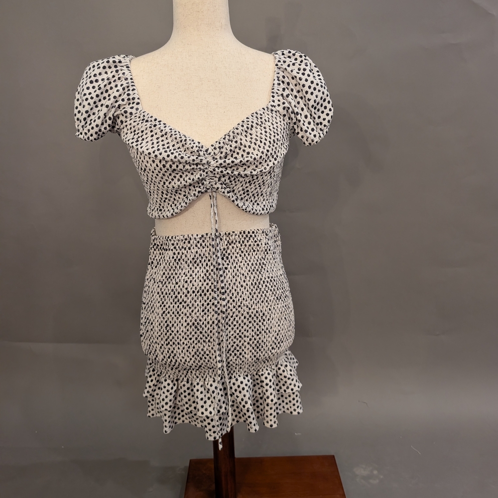 Crystal Doll Black and White Polka Dot Skirt Set